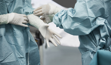 doctor putting gloves